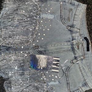 Women's Jean shorts with Fringe and bling
